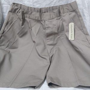 Cambridge Classics Khaki Men's Shorts Adjustable Waist 29 - 33 Clasp Zipper 20.5